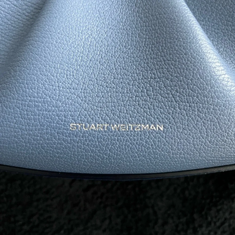 Authentic Stuart Weitzman Stellar Crescent Bag in Blue Steel - Picture 7 of 16
